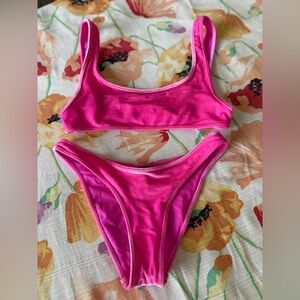 Pink Two-Piece Bikini Set XS Triangl brand with beach bag from Italy